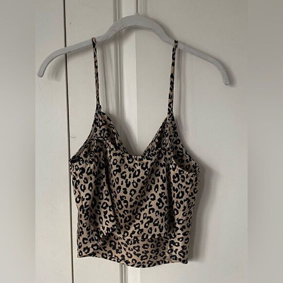 Forever 21 Cheetah Leopard Cropped Strappy Tank Spaghetti Strap Small S - Picture 3 of 9